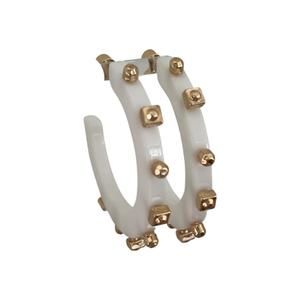 NEW SMITH & CO women's solid jewel hoop earring in stark white